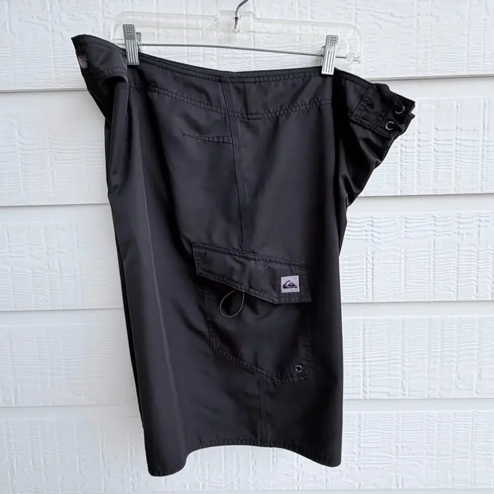 Quiksilver Black/purple logo  Board Shorts Size 40 Surf Swim